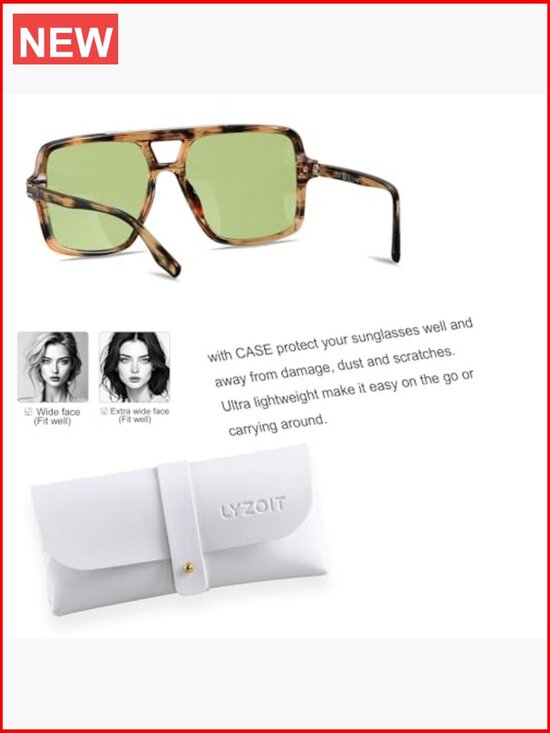 Retro Oversized Square Aviator Sunglasses Polarized Big Large Rectangle